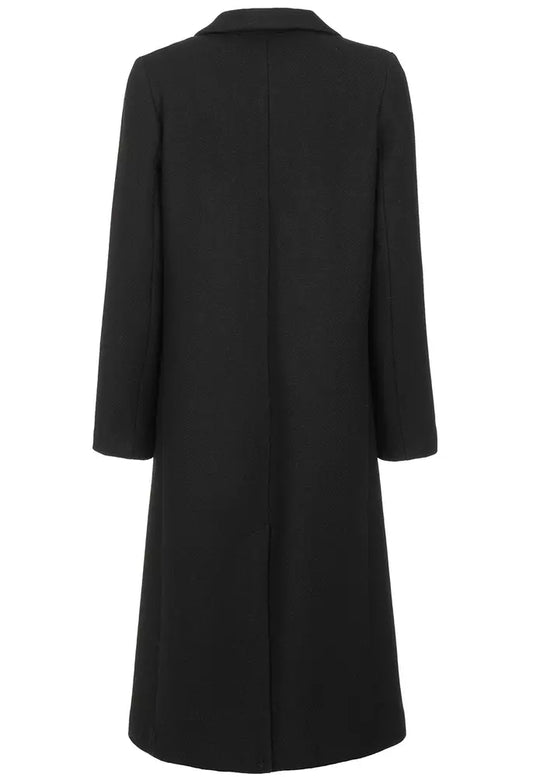 Fred Mello Elegant Wool Blend Black Coat