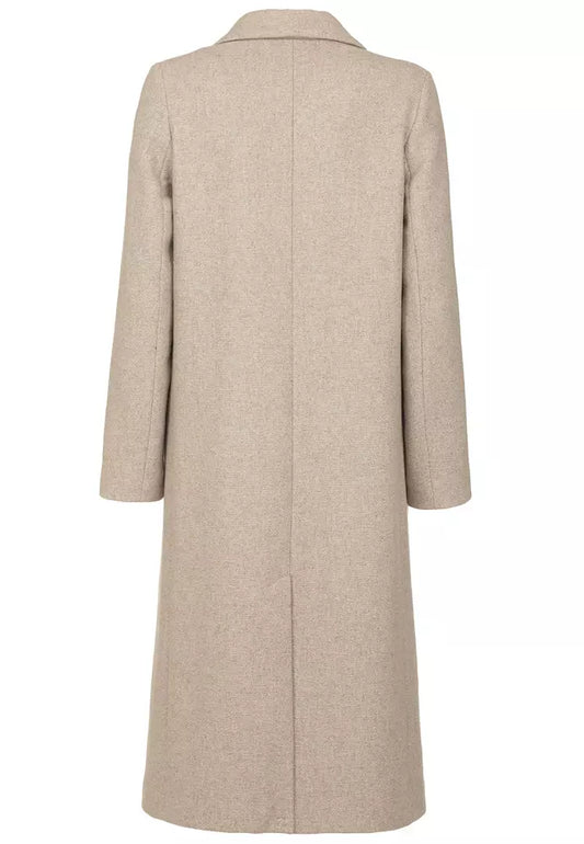 Fred Mello Elegant Beige Wool Blend Coat for Women