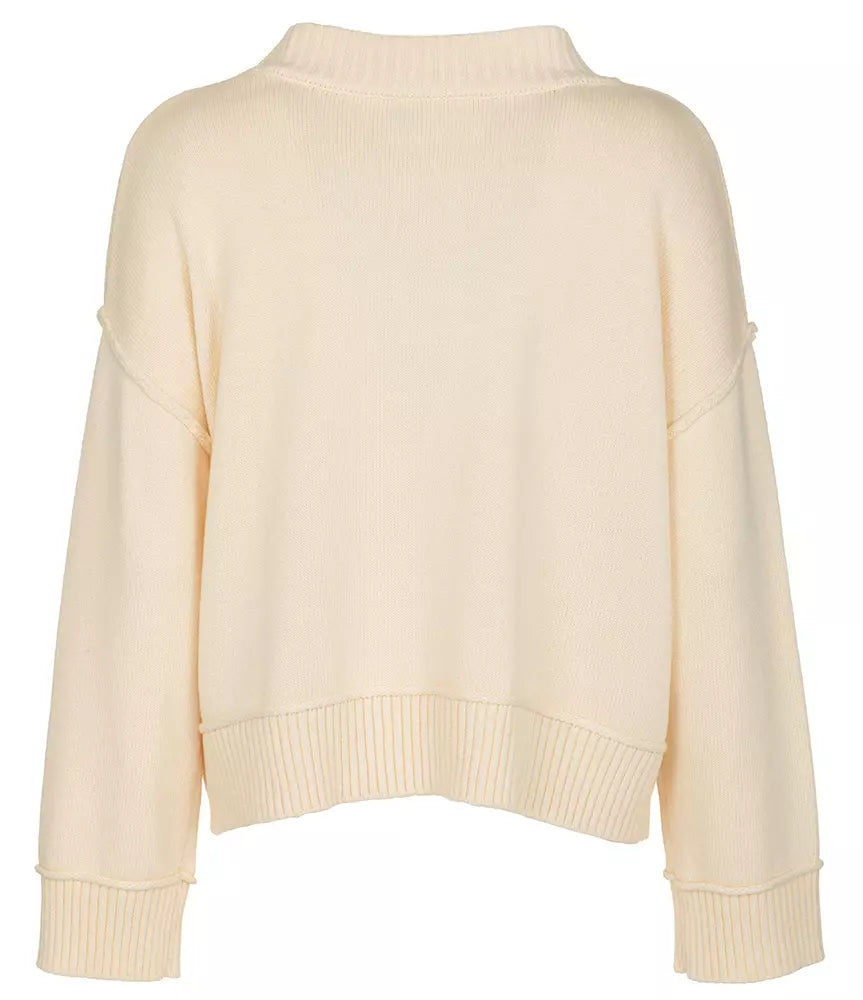 Imperfect Chic White Wool Blend Crew Neck Sweater