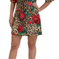 Dolce & Gabbana Colorful Leopard & Floral Print A-Line Dress