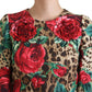 Dolce & Gabbana Colorful Leopard & Floral Print A-Line Dress