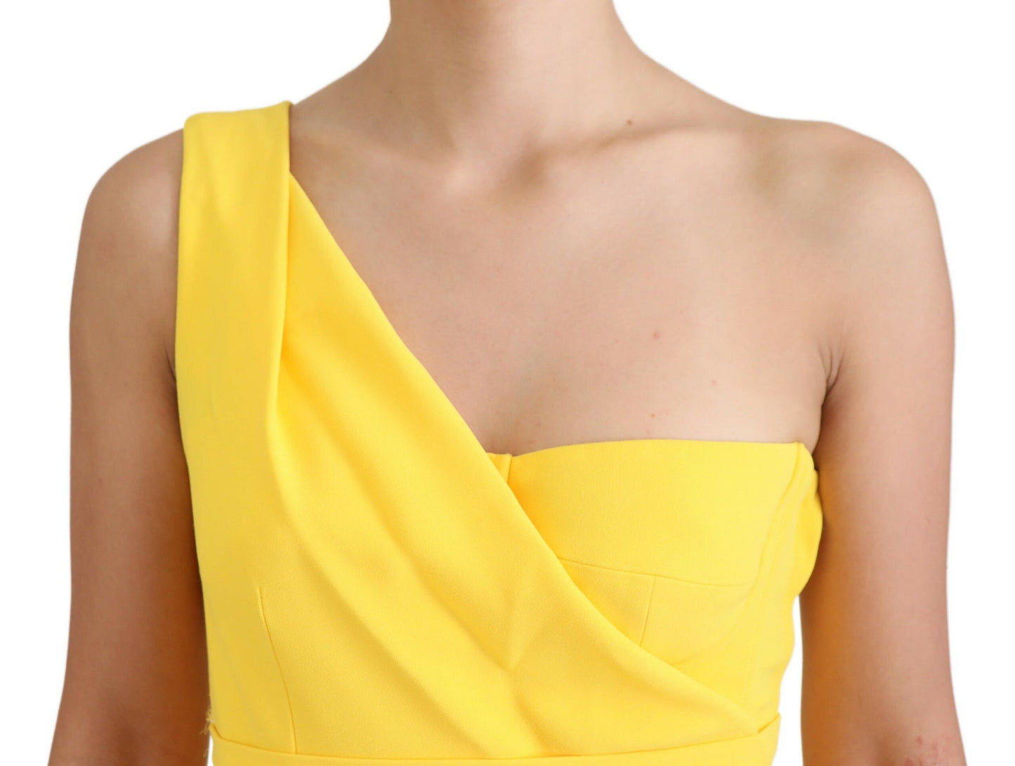 Dolce & Gabbana Elegant Yellow One-Shoulder Midi Dress