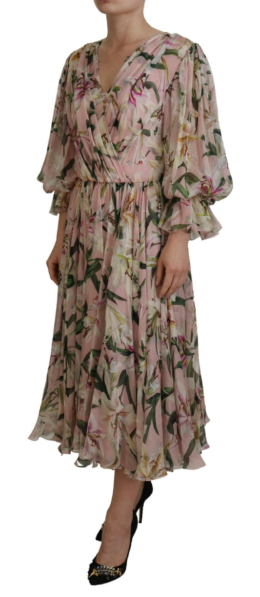 Dolce & Gabbana Floral Silk Maxi Dress with Back Zipper