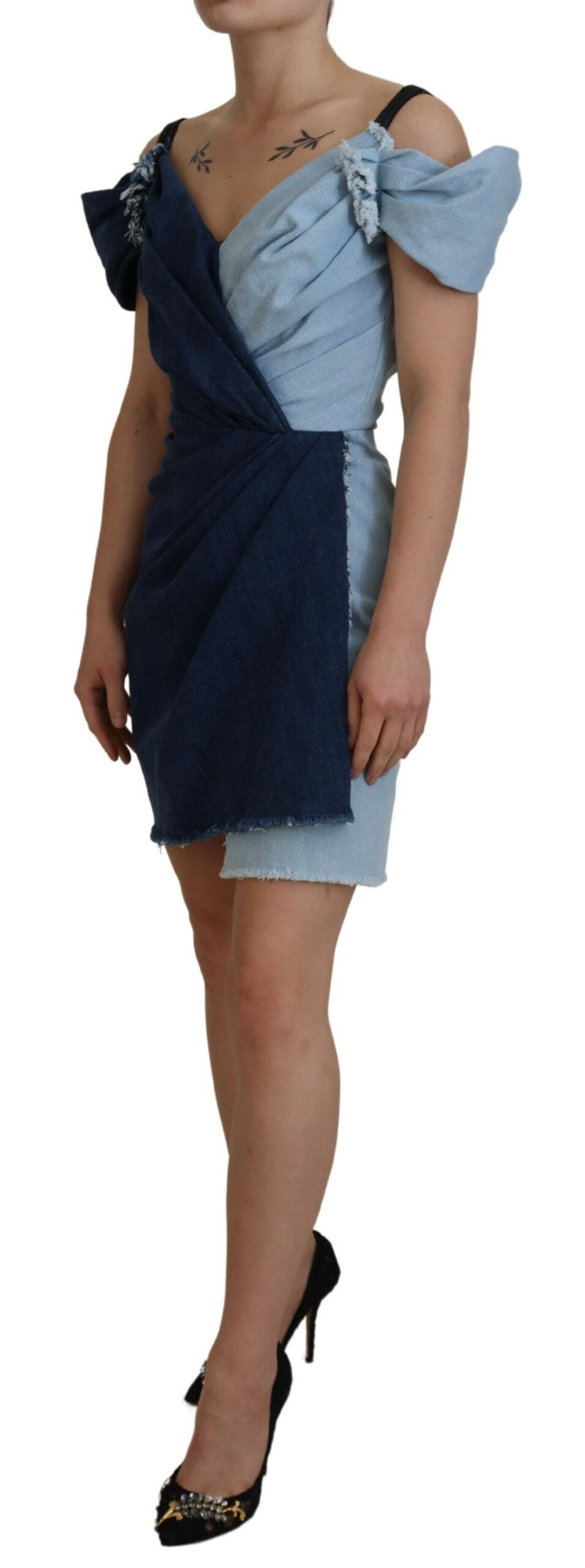 Dolce & Gabbana Chic Two Tone Denim Sheath Dress