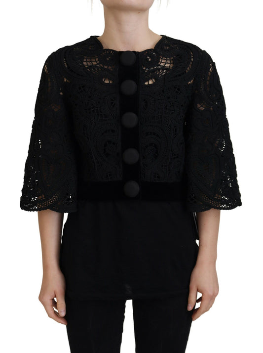 Dolce & Gabbana Elegant Black Button Down Cardigan