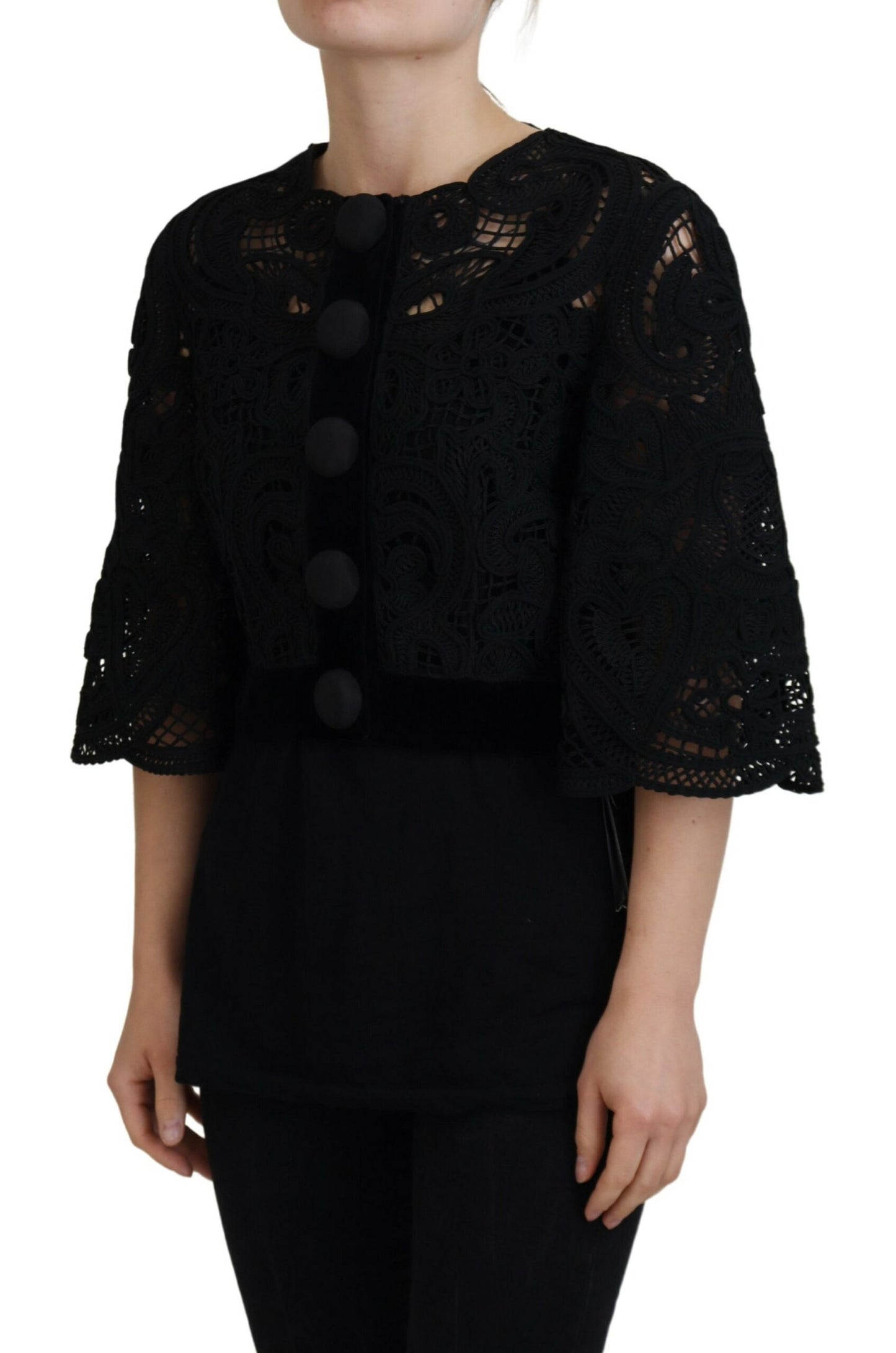 Dolce & Gabbana Elegant Black Button Down Cardigan