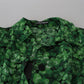 Dolce & Gabbana Silk Green Leaves Print Trench Jacket