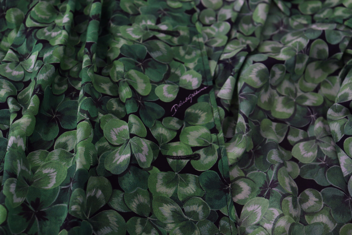 Dolce & Gabbana Silk Green Leaves Print Trench Jacket