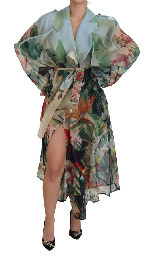 Dolce & Gabbana Multicolor Silk Trench Coat