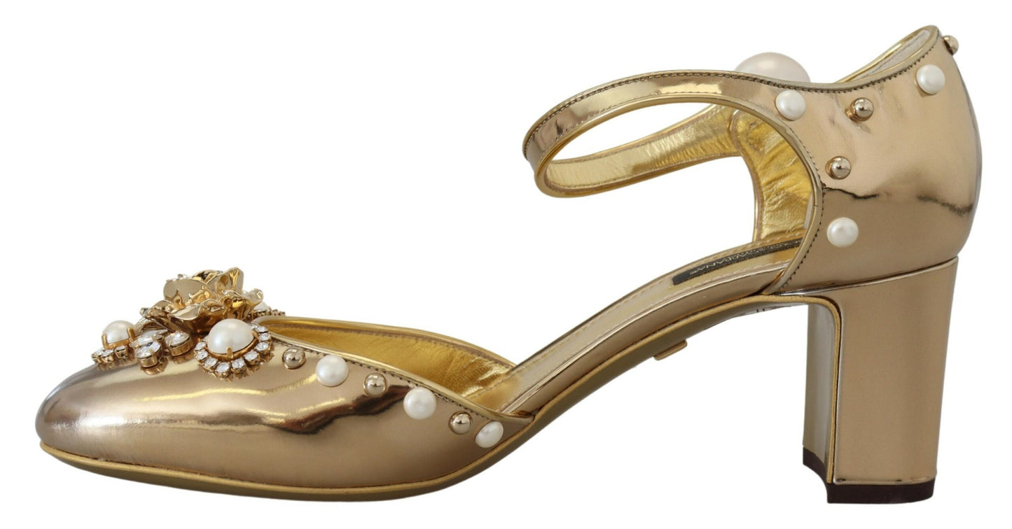 Dolce & Gabbana Elegant Gold Slingback Toe Sandals