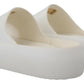 Dolce & Gabbana Elegant White Slide Sandals with Gold Accents