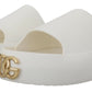 Dolce & Gabbana Elegant White Slide Sandals with Gold Accents