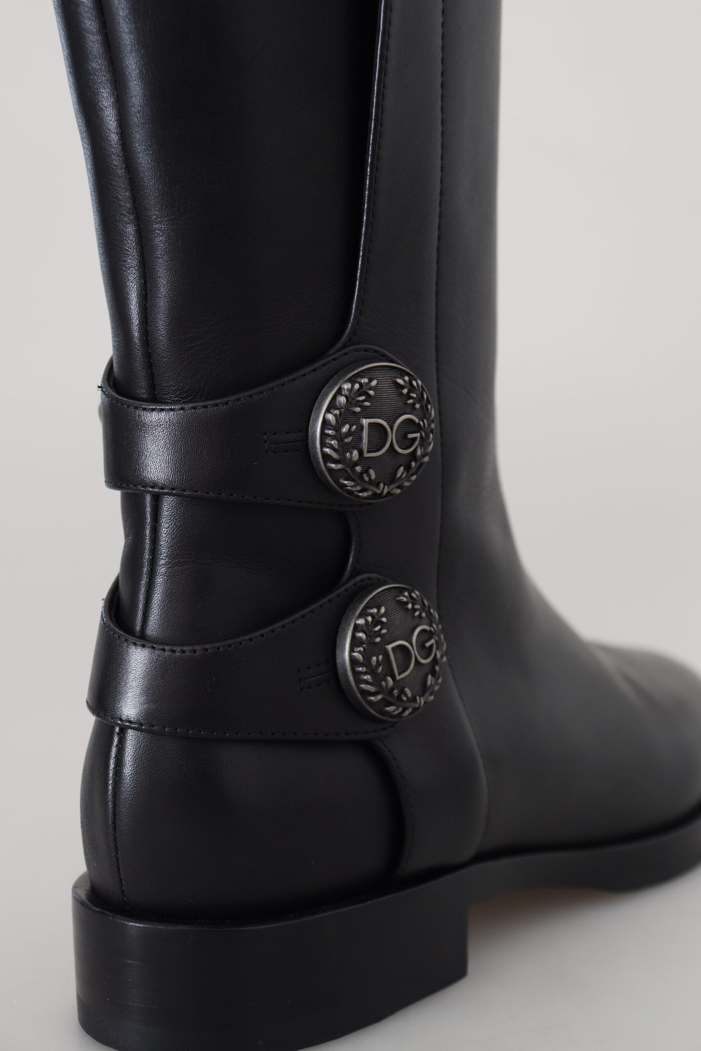 Dolce & Gabbana Elegant Black Calfskin Biker Booties