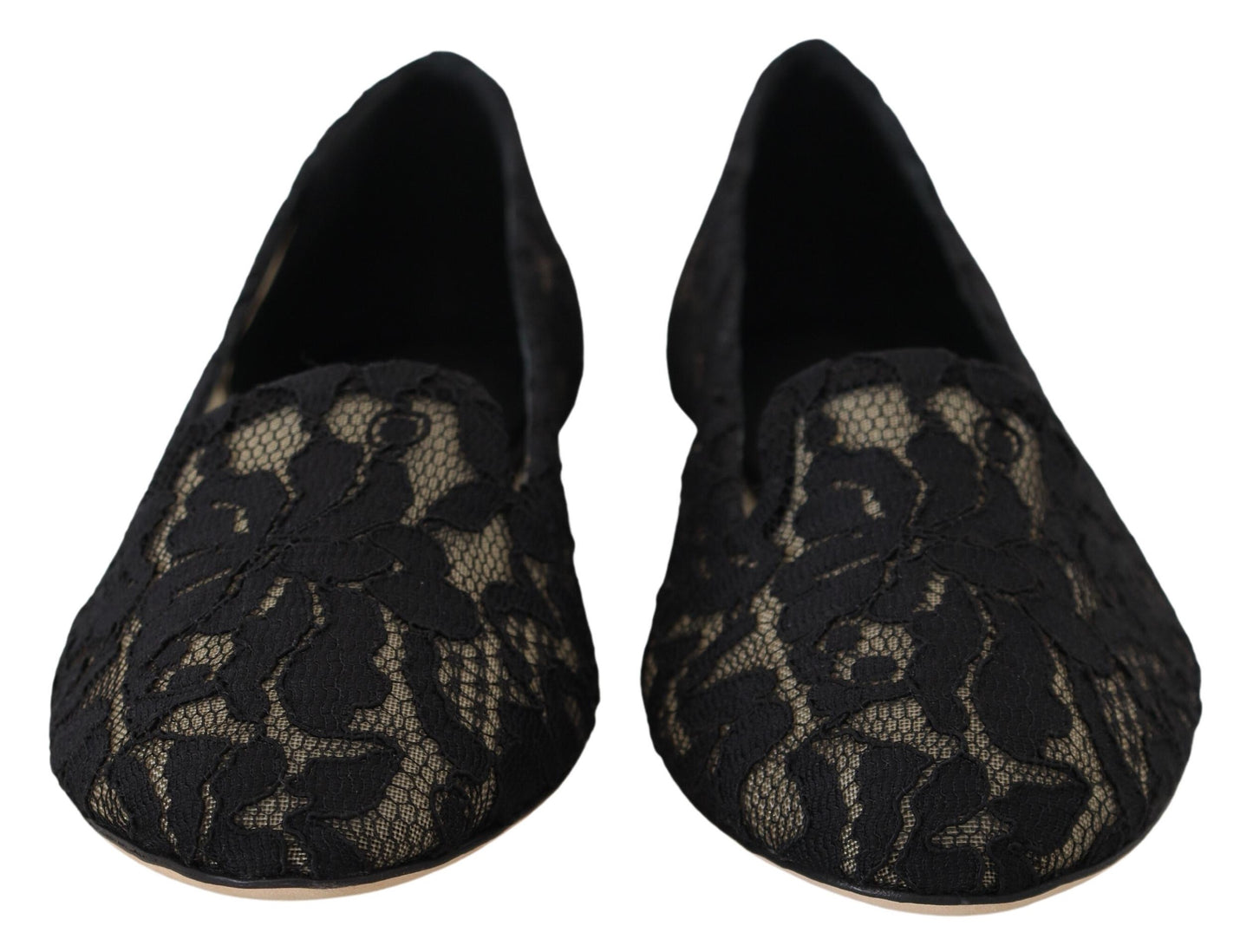 Dolce & Gabbana Elegant Black Lace Flat Shoes