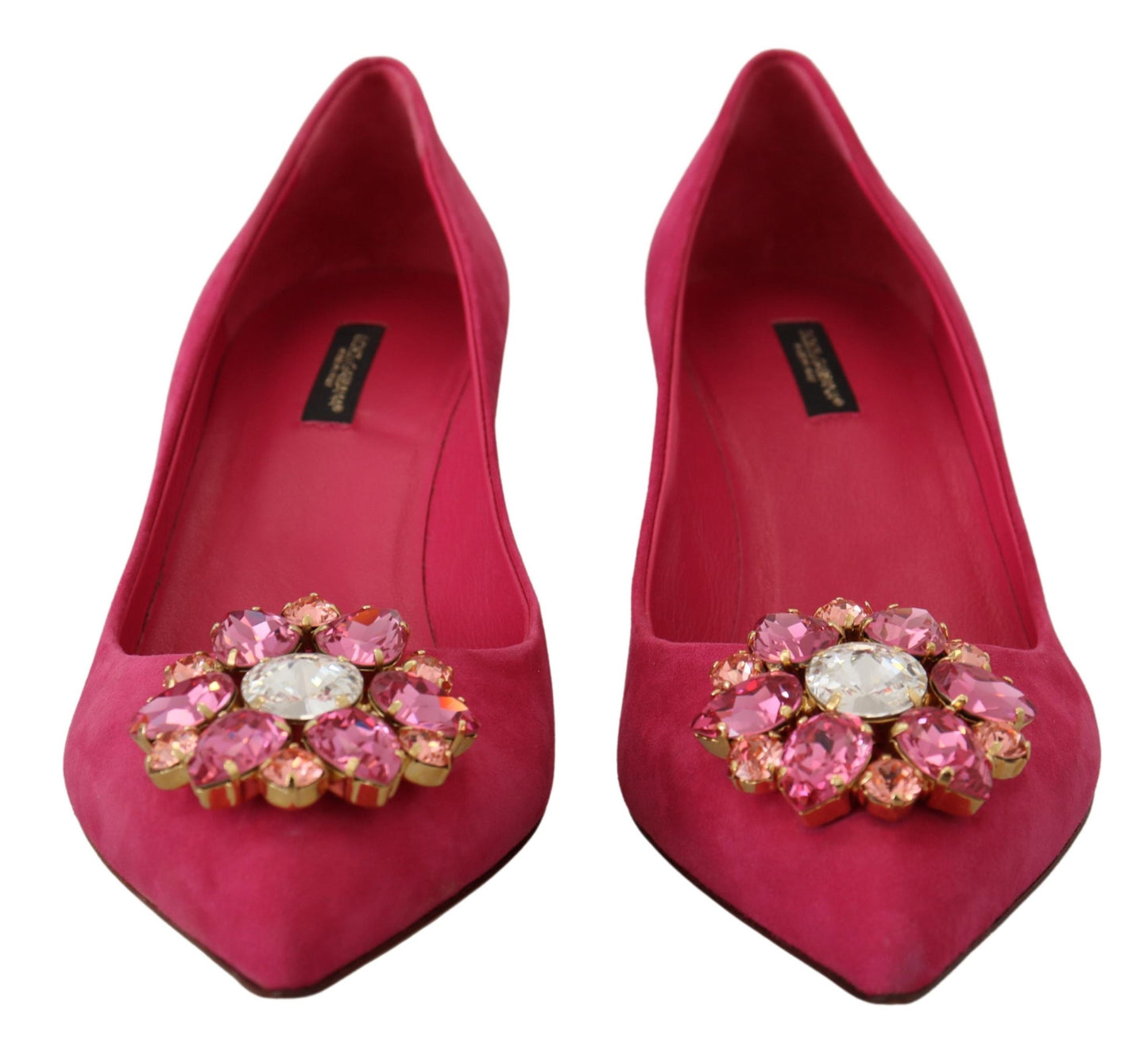 Dolce & Gabbana Elegant Pink Suede Pumps with Crystal Embellishments