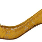 Dolce & Gabbana Yellow Lace Heels with Crystal Embellishment