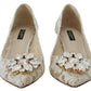 Dolce & Gabbana Elegant White Lace Heels with Crystal Accents