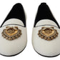 Dolce & Gabbana Elegant White Velvet Loafers with Gold Heart Detail