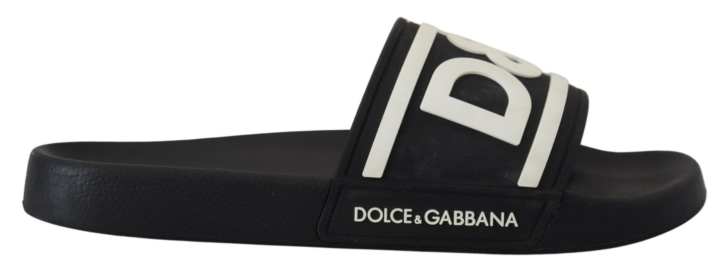 Dolce & Gabbana Chic Monochrome Slide Sandals