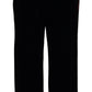 Dolce & Gabbana Sleek Black Velvet High-Waist Pants with Pink Stripes