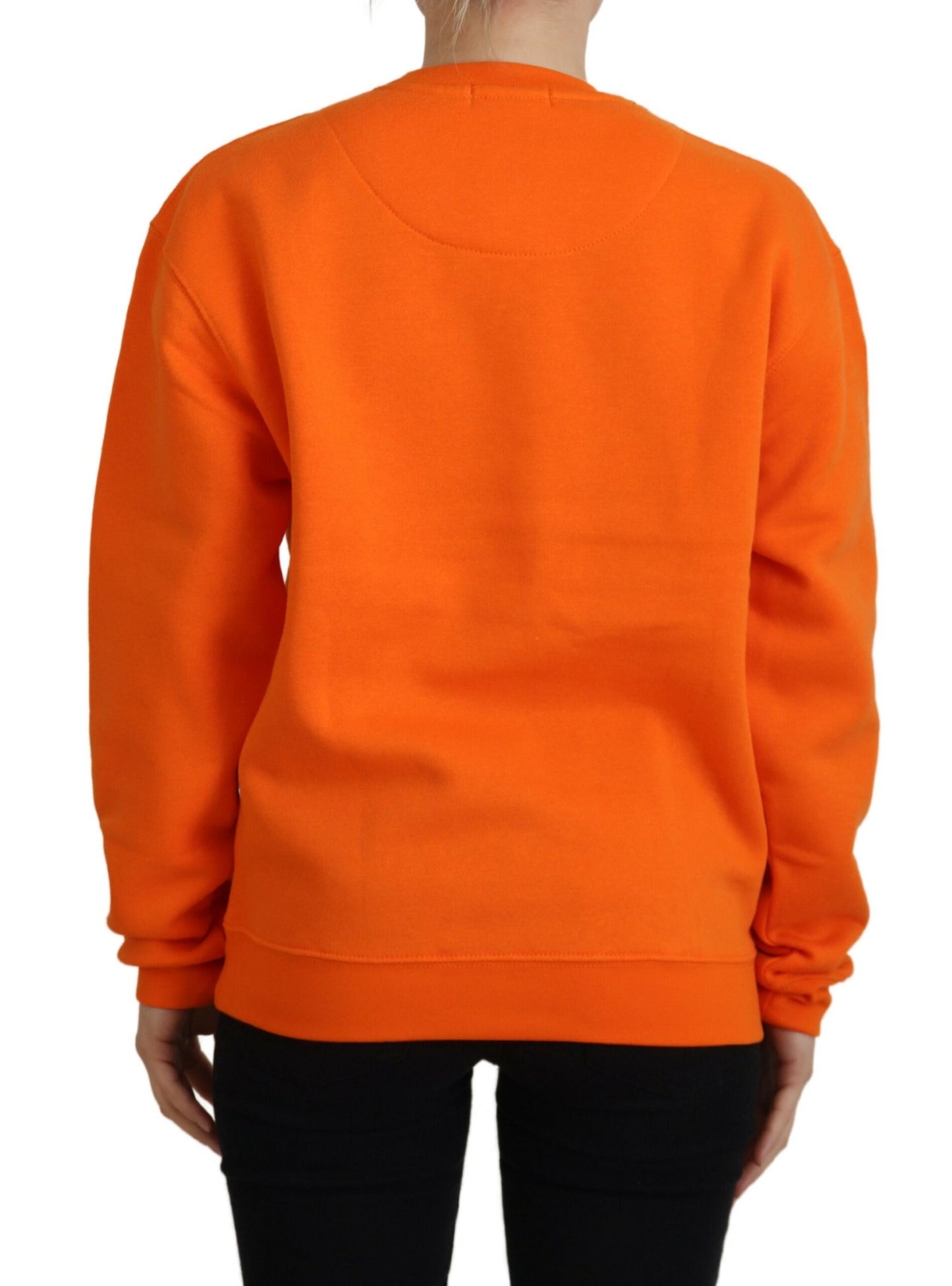 Philippe Model Chic Orange Printed Long Sleeve Pullover Sweater