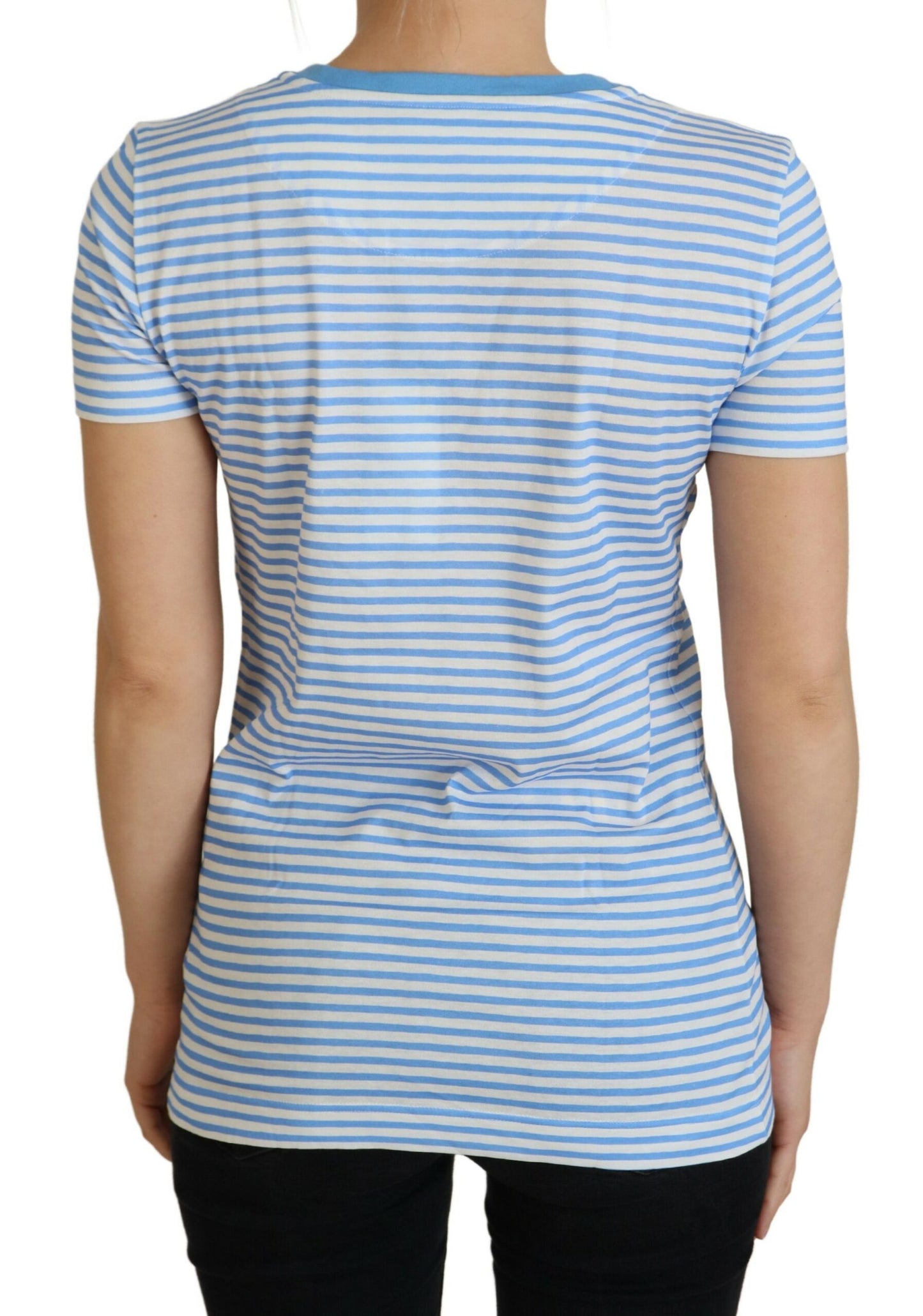 Dolce & Gabbana Exclusive Striped Crew Neck Cotton Tee