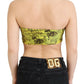 John Galliano Chic Cropped Stretch Top Bra in Multicolor Print