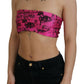 John Galliano Chic Pink Newspaper Print Cropped Top