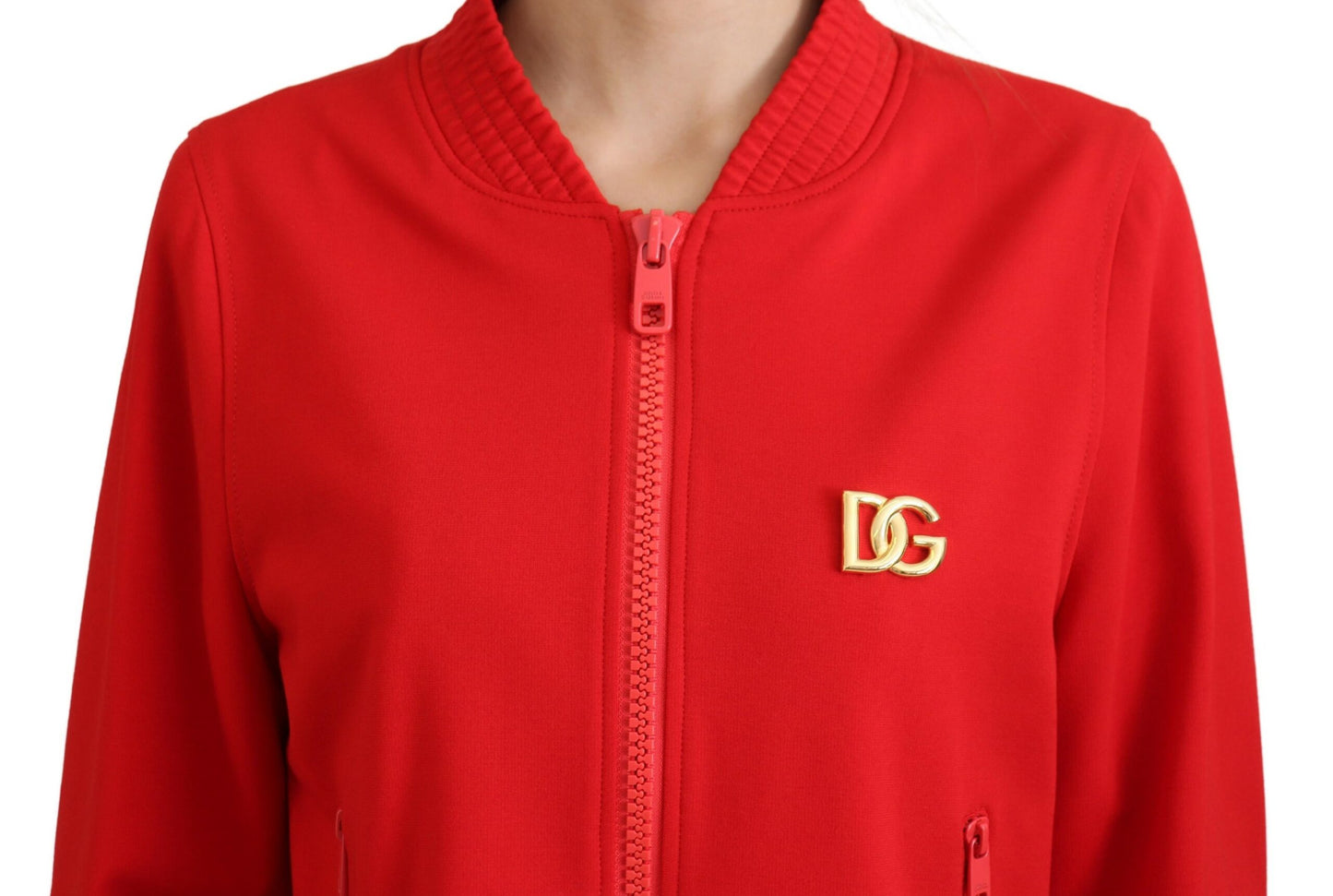 Dolce & Gabbana Elegant Red Full Zip Sweater