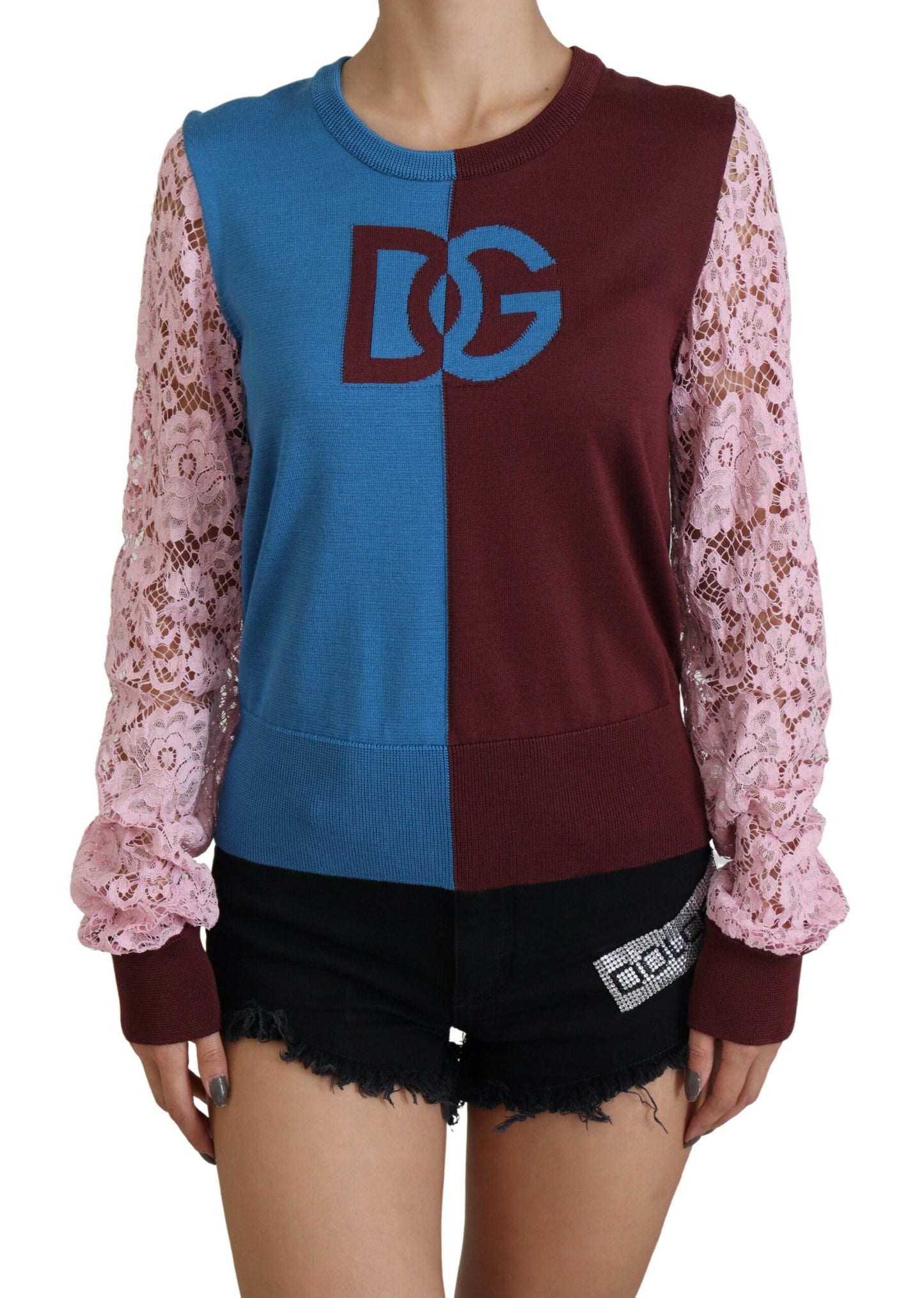 Dolce & Gabbana Elegant Multicolor Lace Pullover Sweater