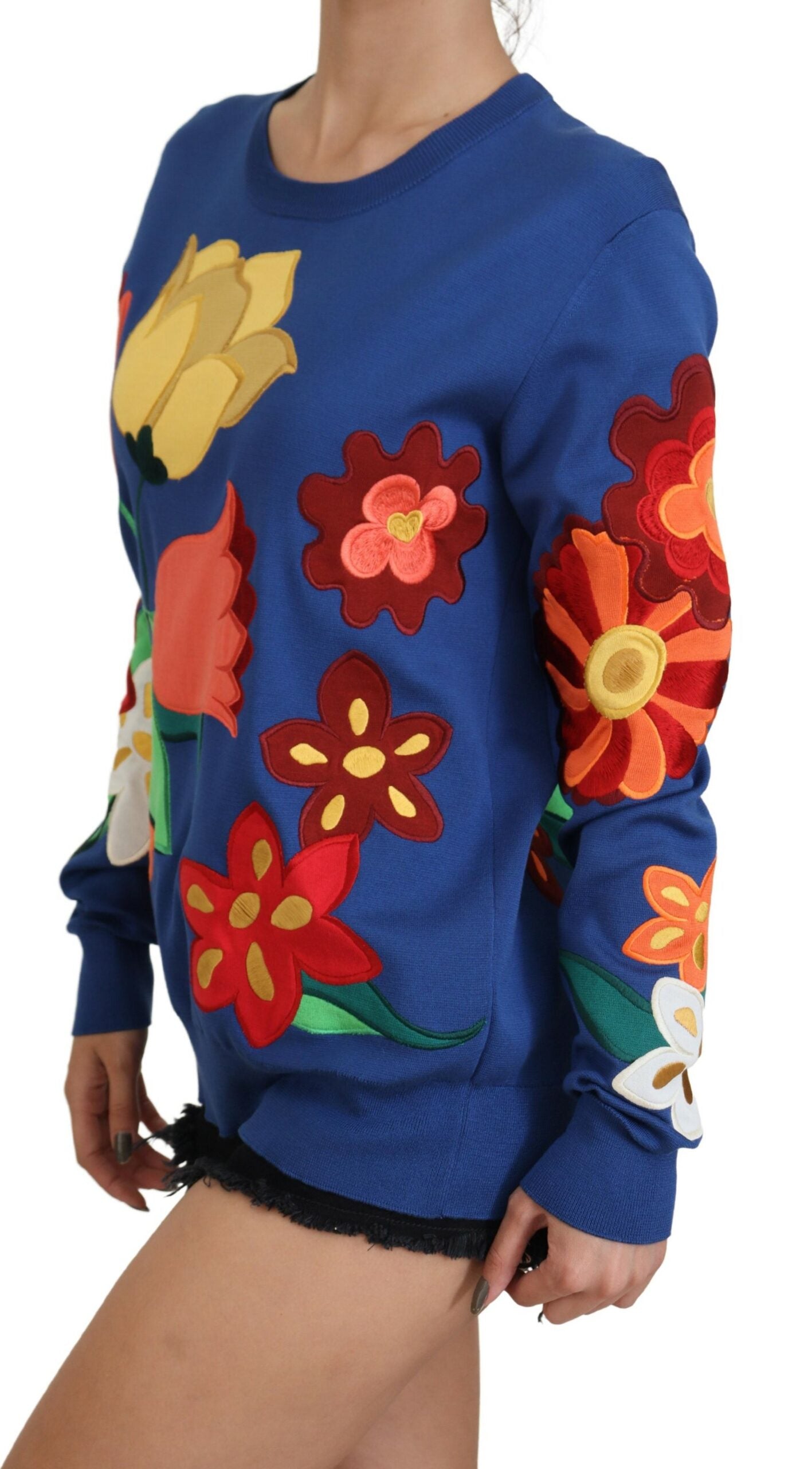 Dolce & Gabbana Elegant Floral Silk-Cotton Sweater