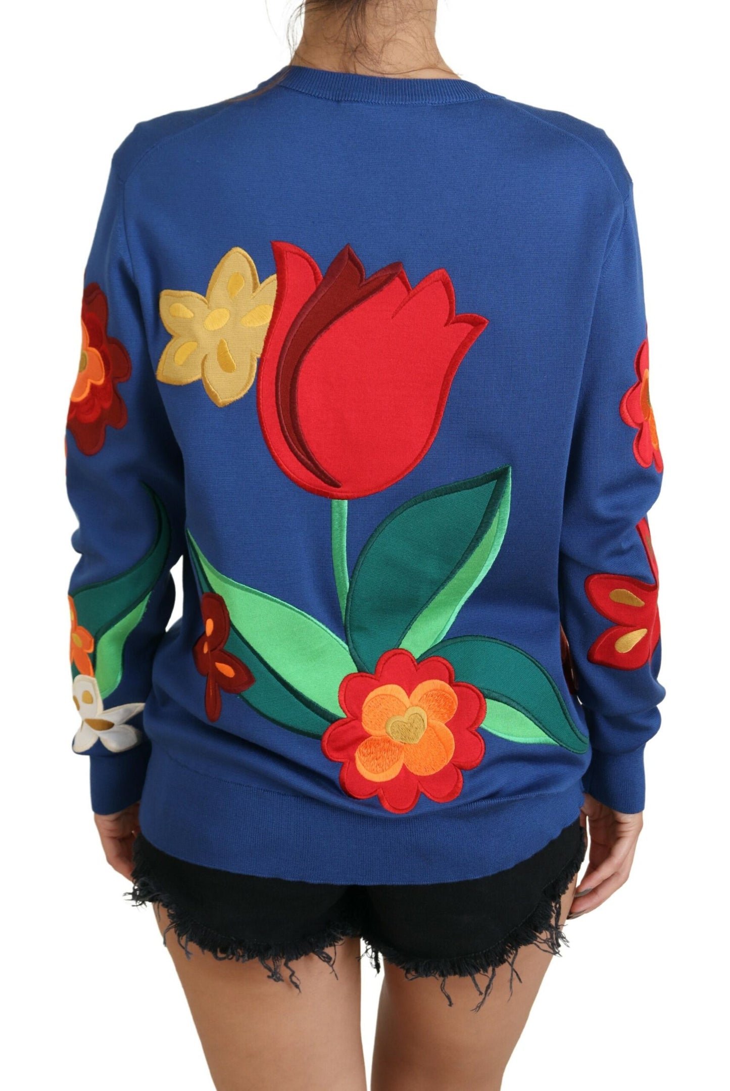 Dolce & Gabbana Elegant Floral Silk-Cotton Sweater