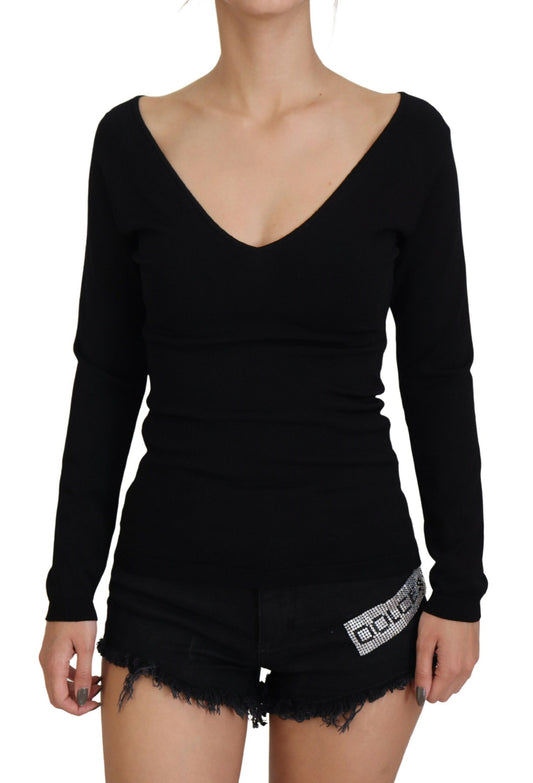 Dolce & Gabbana Elegant V-Neck Black Pullover Sweater