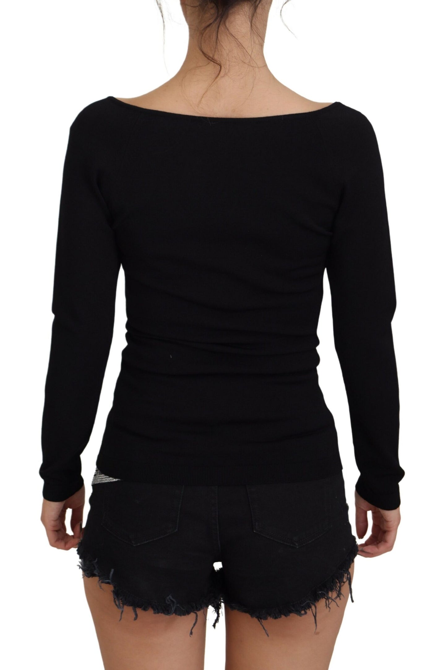 Dolce & Gabbana Elegant V-Neck Black Pullover Sweater