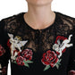 Dolce & Gabbana Angel Embroidered Black Silk-Wool Sweater