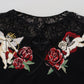 Dolce & Gabbana Angel Embroidered Black Silk-Wool Sweater