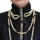 Dolce & Gabbana Elegant Full Zip Sweater with Pearl Embellishment