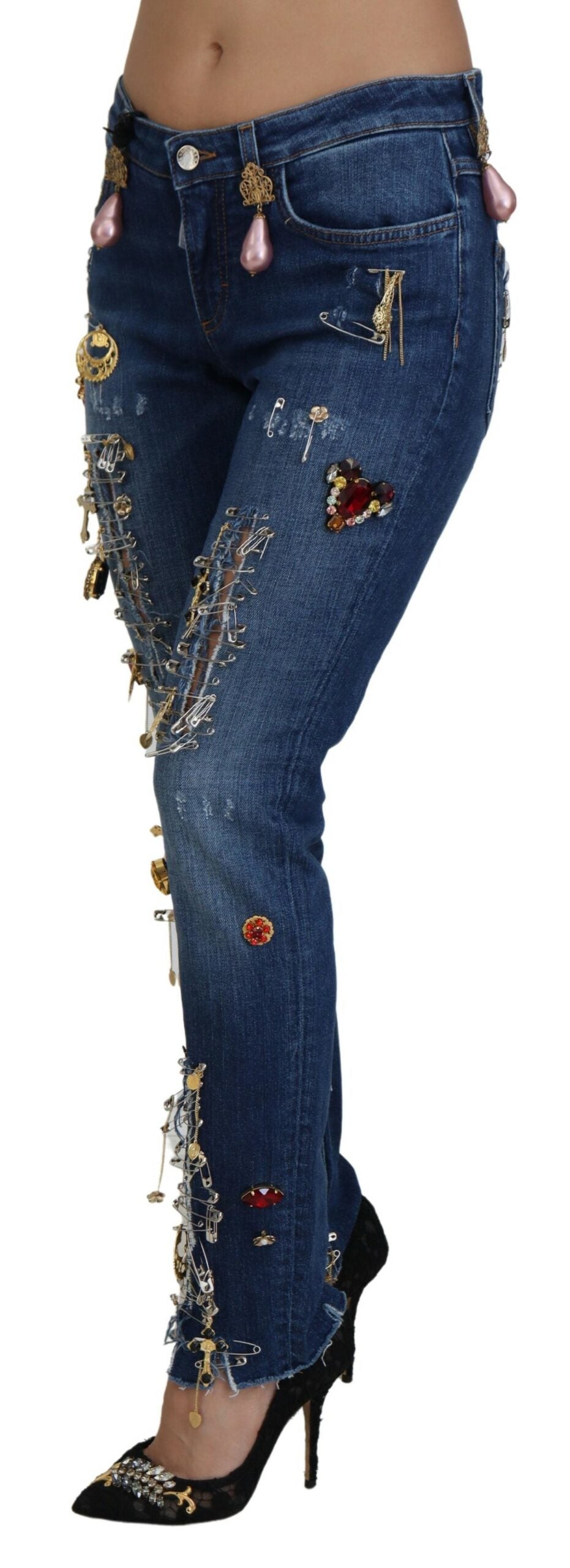 Dolce & Gabbana Crystal-Embellished Slim Fit Jeans