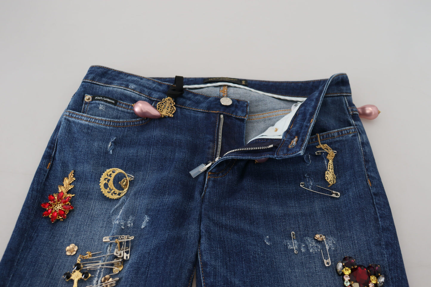 Dolce & Gabbana Crystal-Embellished Slim Fit Jeans