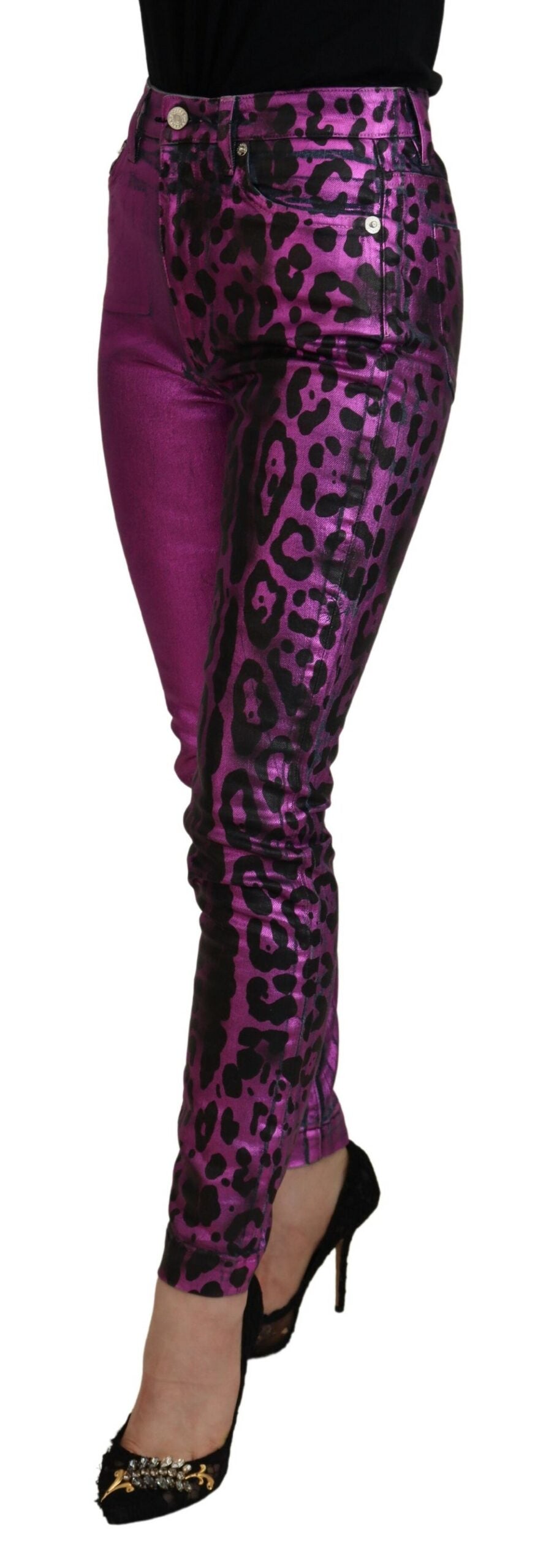 Dolce & Gabbana Elegant High Waist Slim Fit Purple Jeans