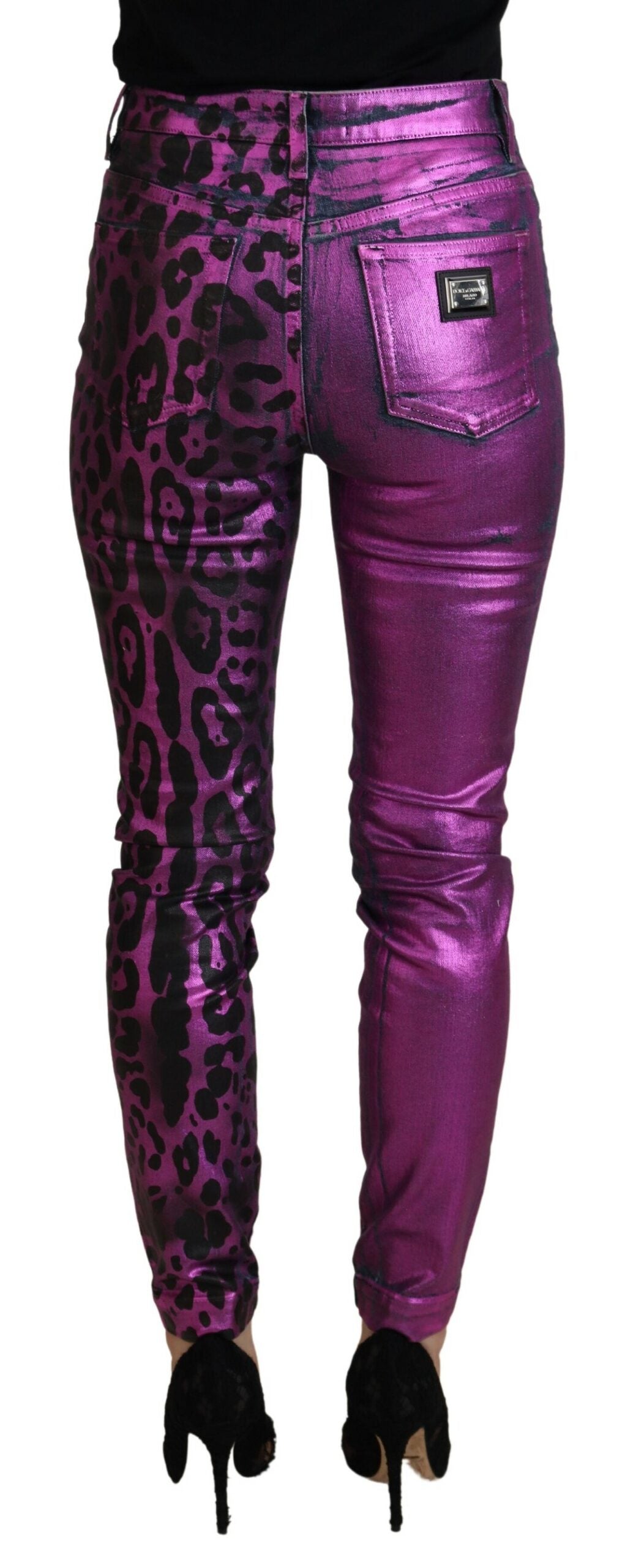 Dolce & Gabbana Elegant High Waist Slim Fit Purple Jeans