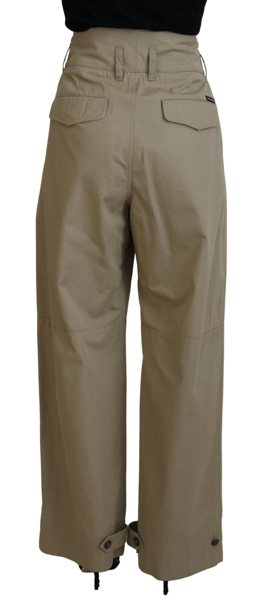 Dolce & Gabbana Elegant High Waist Straight Pants in Beige