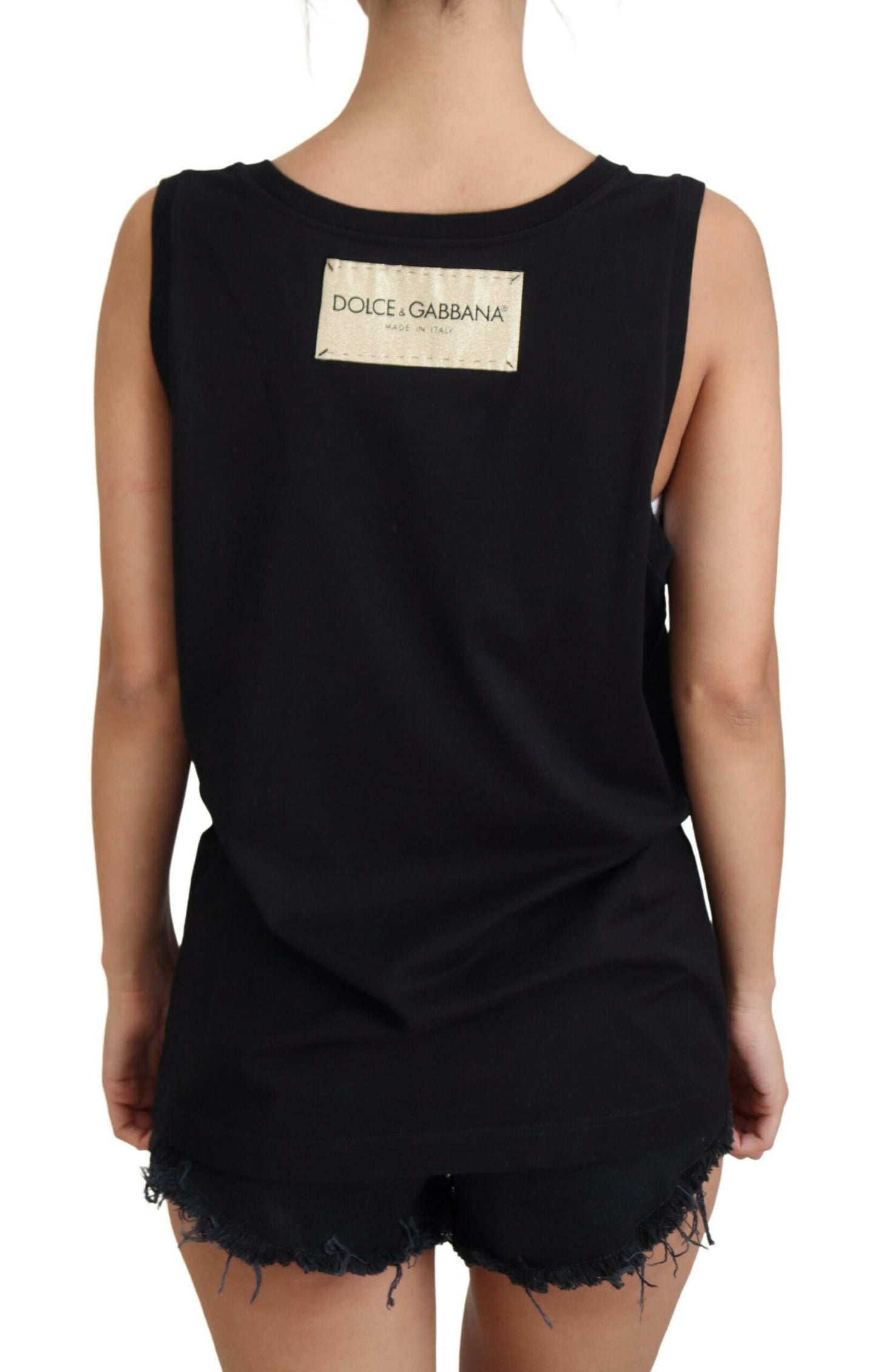 Dolce & Gabbana Black Sequined Amore E Bellezza Tank Top