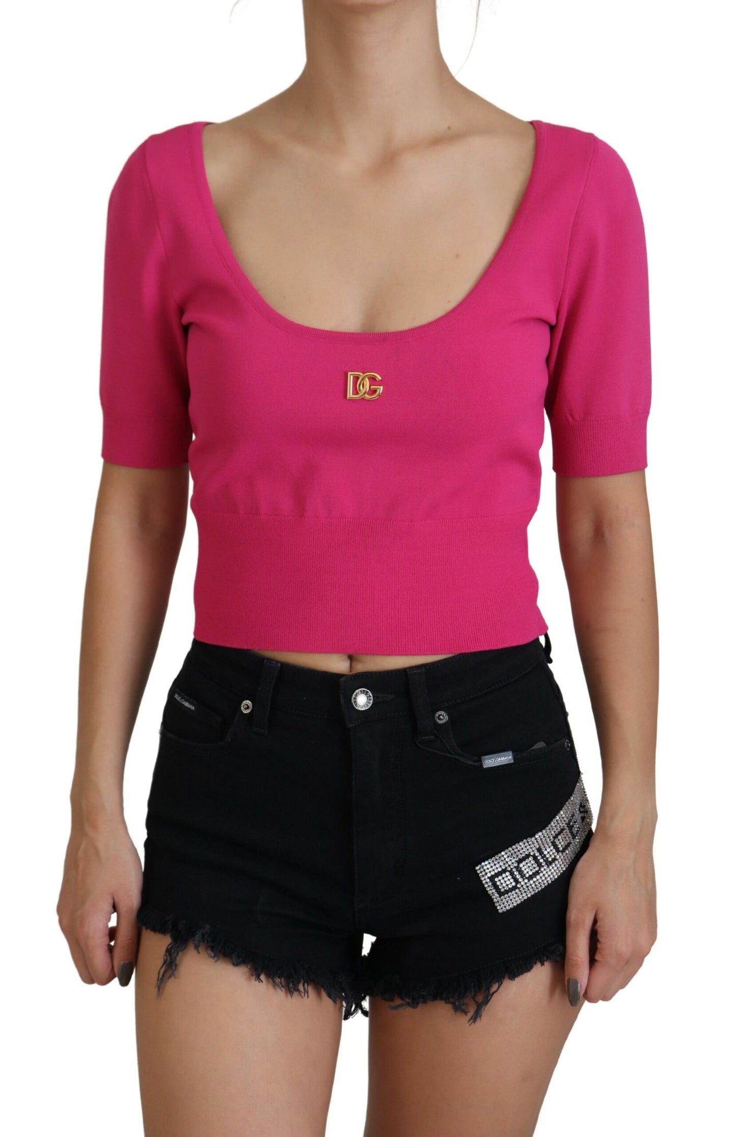 Dolce & Gabbana Chic Pink Cropped Top Blouse