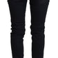 Acht Sleek Black Washed Low Waist Skinny Jeans