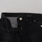 Acht Sleek Black Washed Low Waist Skinny Jeans