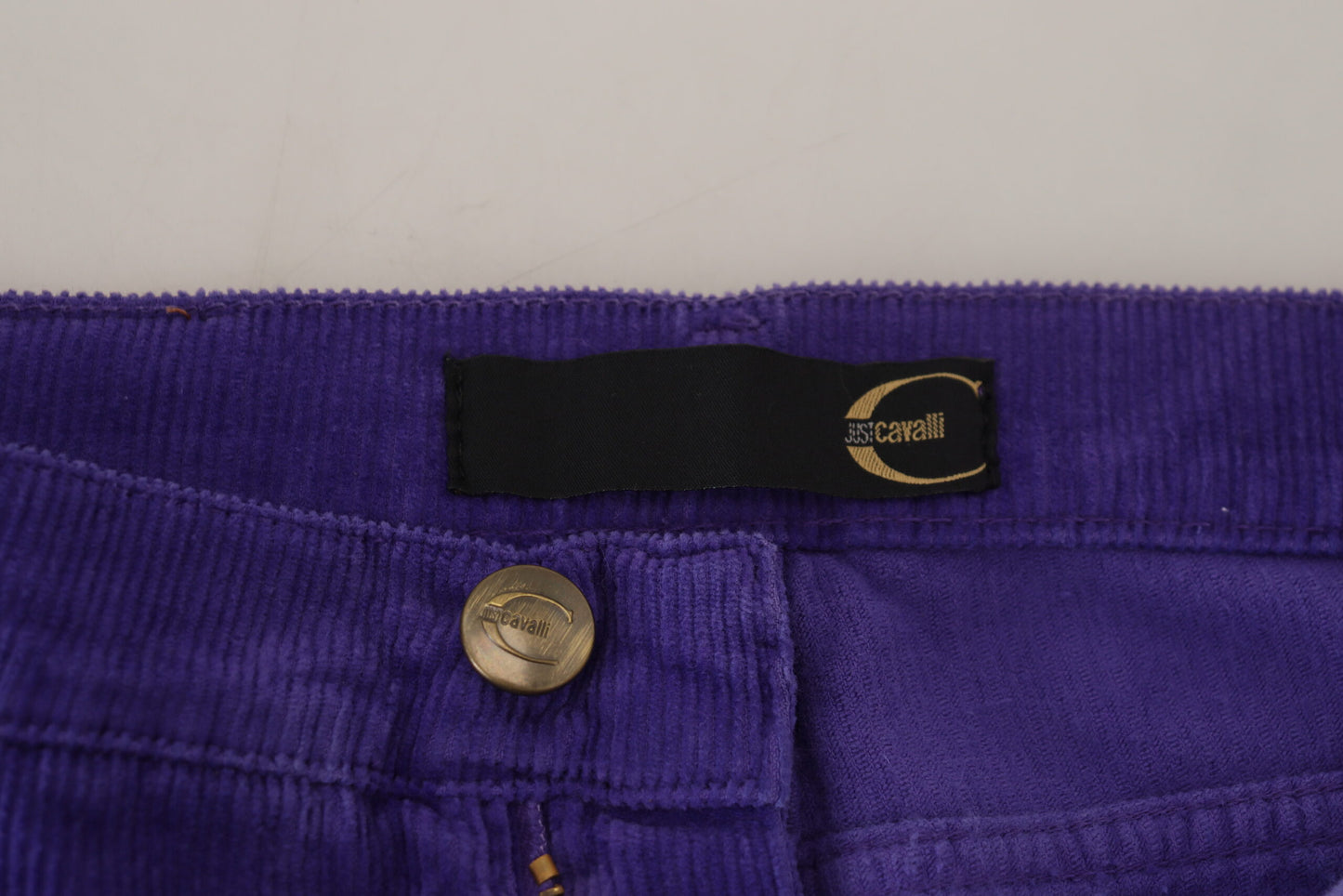 Just Cavalli Elegant Purple Corduroy Straight Fit Pants