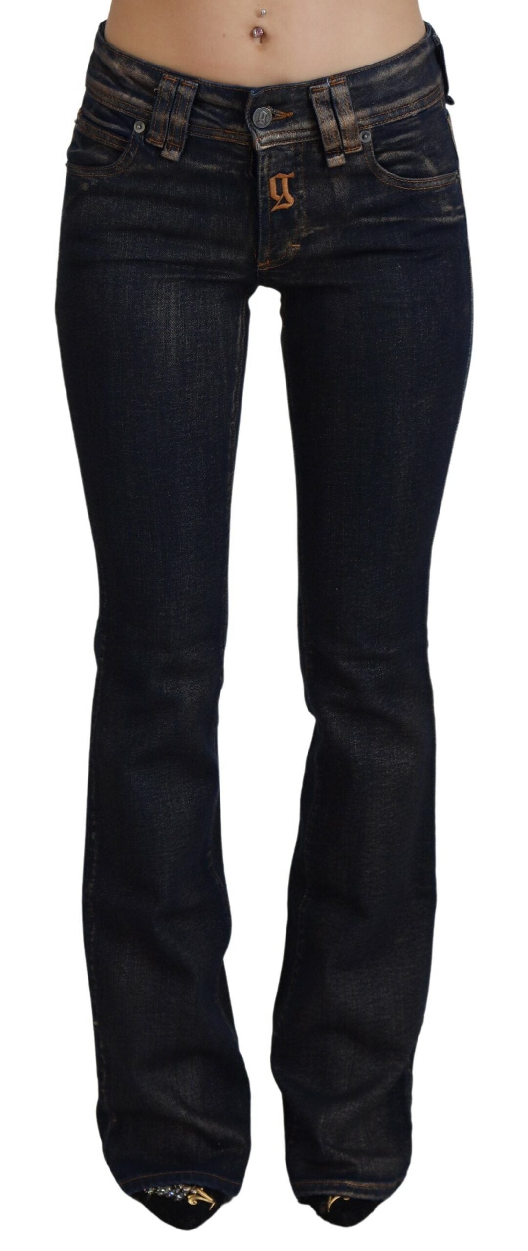 John Galliano Chic Low Waist Flared Denim Jeans