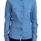 Ferre Elegant Blue Cotton Long Sleeve Polo Top