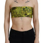 John Galliano Chic Yellow Graphic Cropped Top